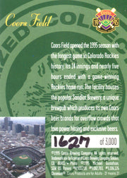 Coors Beer Chromium Case Insert Chase Card #1627 Coors Field Coors Brewing 1995   - TvMovieCards.com