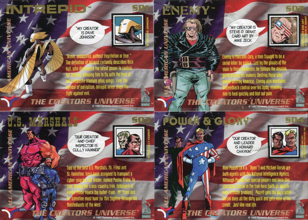 Creators Universe All American Family Chase Card Set SD1 thru SD4 Dynamic 1993   - TvMovieCards.com
