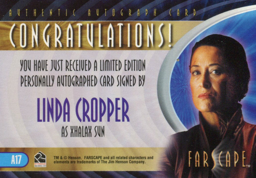 Farscape Season 3 Linda Cropper as Xhalax Sun Autograph Card A17   - TvMovieCards.com