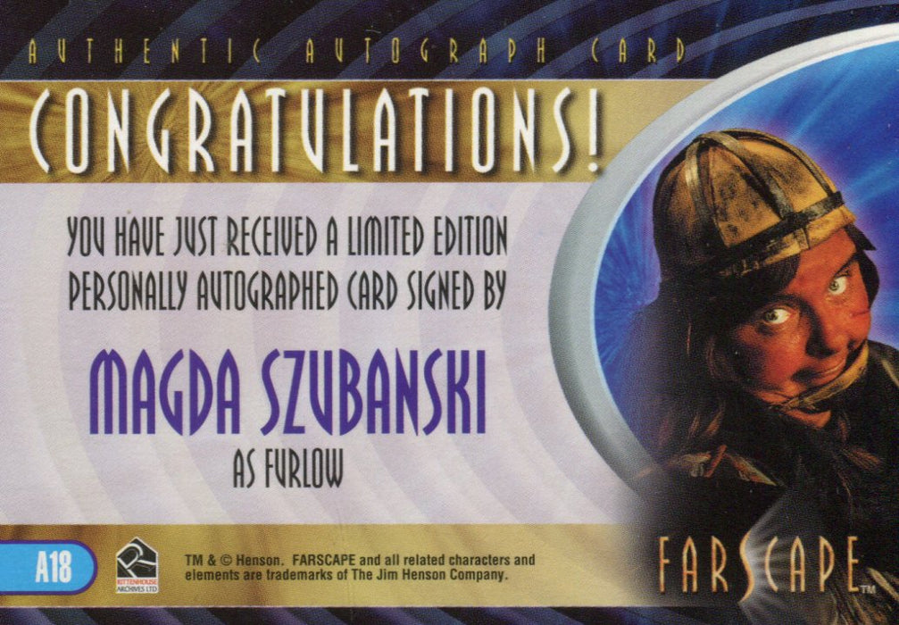 Farscape Season 3 Magda Szubanski as Furlow Autograph Card A18   - TvMovieCards.com