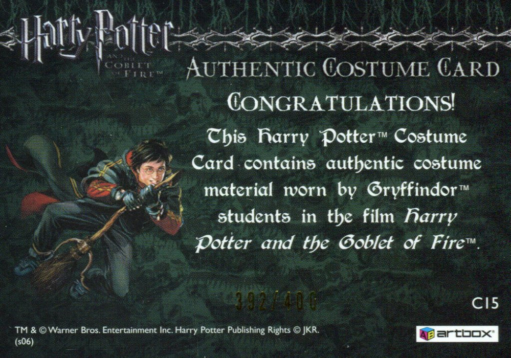 Harry Potter Goblet Fire Update Gryffindor Tie Costume Card HP C15 #392/400   - TvMovieCards.com