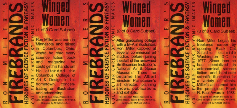 Firebrands Ron Miller Winged Women Chase Card Set 3 Cards Comic Images 1994   - TvMovieCards.com