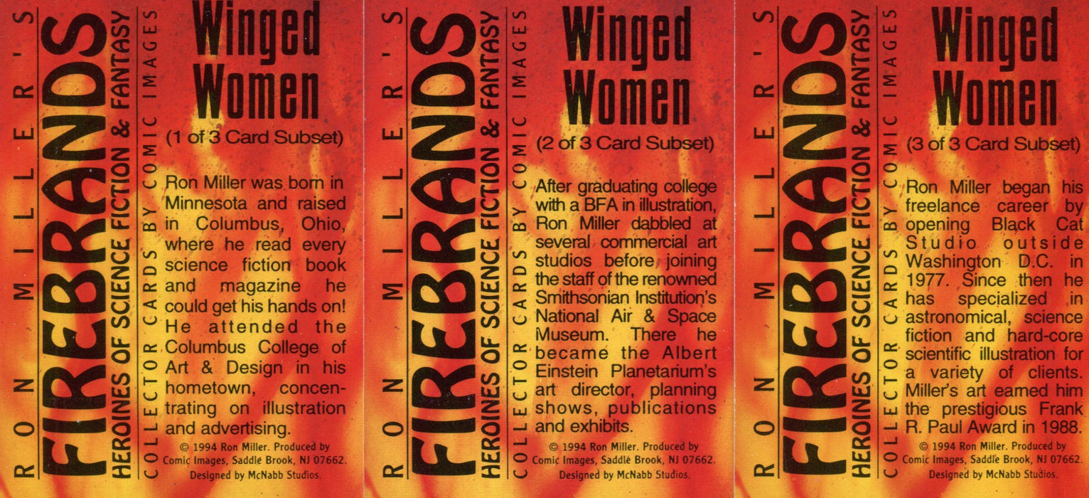 Firebrands Ron Miller Winged Women Chase Card Set 3 Cards Comic Images 1994   - TvMovieCards.com