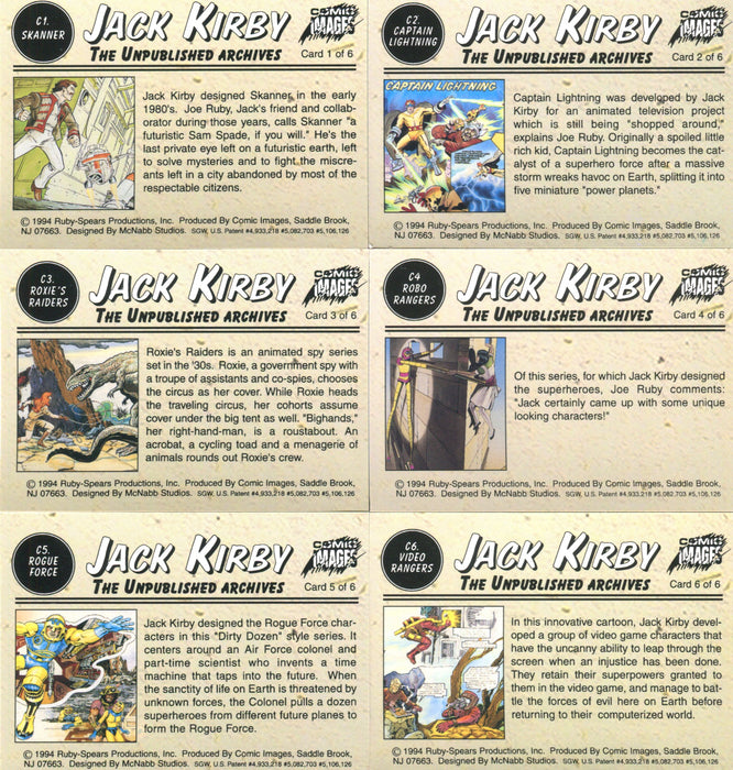 Jack Kirby Unpublished Archives Chromium Chase Card Set C1 - C6 Comic Images   - TvMovieCards.com