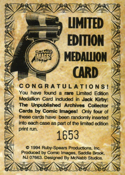 Jack Kirby Unpublished Archives Medallion Chase Card #1653 Comic Images 1994   - TvMovieCards.com