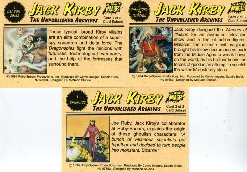 Jack Kirby Unpublished Archives Villains Chase Card Set 3 Cards Comic Images 199 - TvMovieCards.com