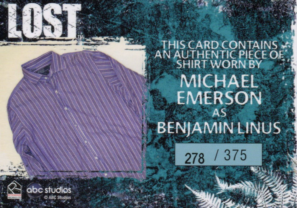 Lost Archives Michael Emerson as Benjamin Linus Relic Costume Card #278/375   - TvMovieCards.com