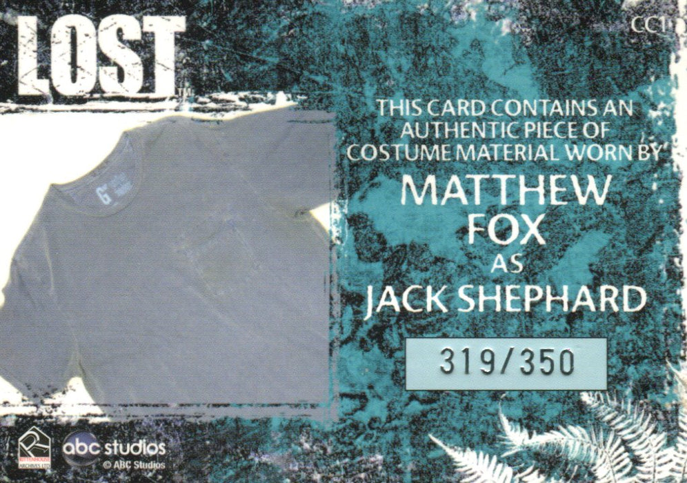 Lost Relics Matthew Fox as Jack Shephard Relic Costume Card CC1 #319/350   - TvMovieCards.com
