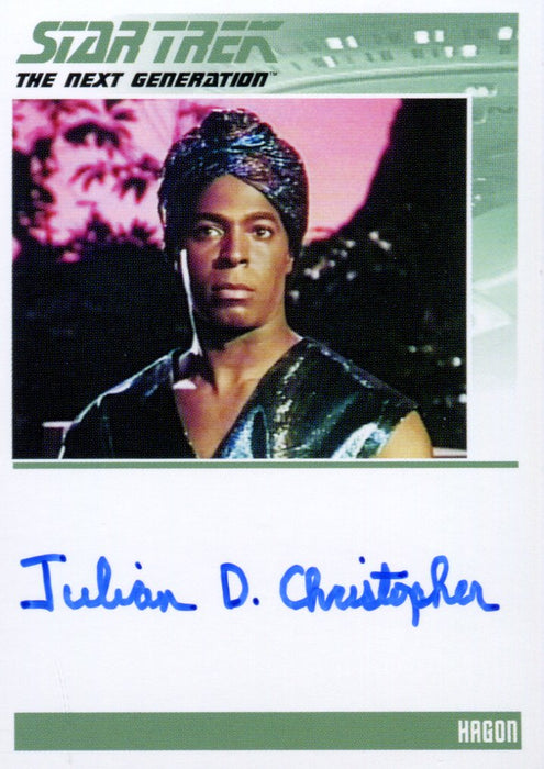 Star Trek TNG Portfolio Prints Autograph Card Julian Christopher as Hagon   - TvMovieCards.com