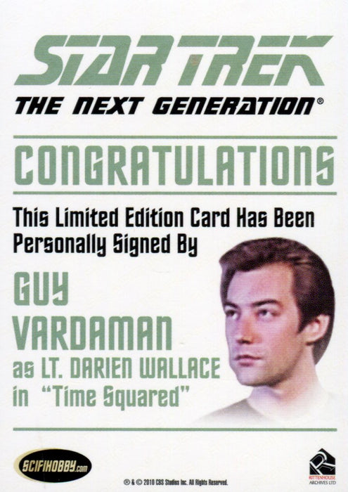 Star Trek TNG Complete Series 2 Autograph Card Guy Vardaman as Lt. Darien   - TvMovieCards.com