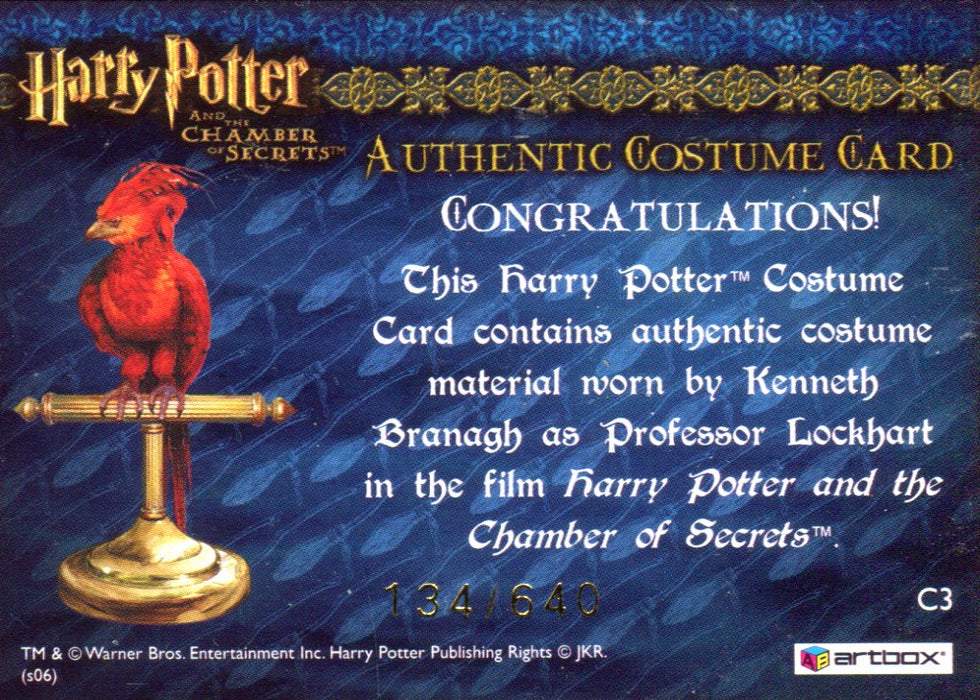 Harry Potter Chamber Secrets Professor Lockhart Costume Card HP C3 #134/640   - TvMovieCards.com