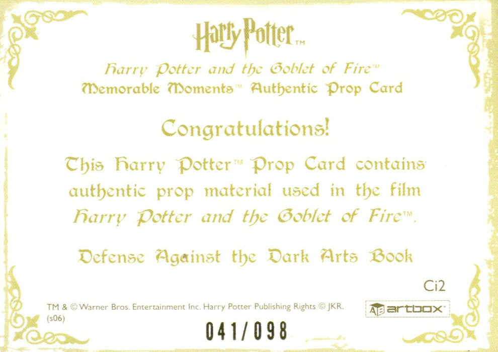 Harry Potter Memorable Moments Dealer Incentive Prop Card HP Ci2 #041/098   - TvMovieCards.com