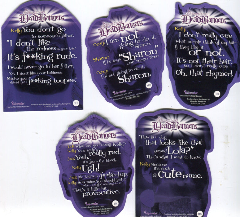 Osbournes Die Cut Chase Card Set H1 thru H5 Inkworks 2002   - TvMovieCards.com