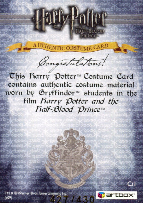 Harry Potter Half Blood Prince Gryffindor Students Costume Card HP Ci1 #427/430   - TvMovieCards.com