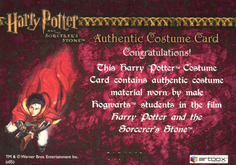 Harry Potter Sorcerer's Stone Male Hogwarts Students Costume Card HP #216/750   - TvMovieCards.com