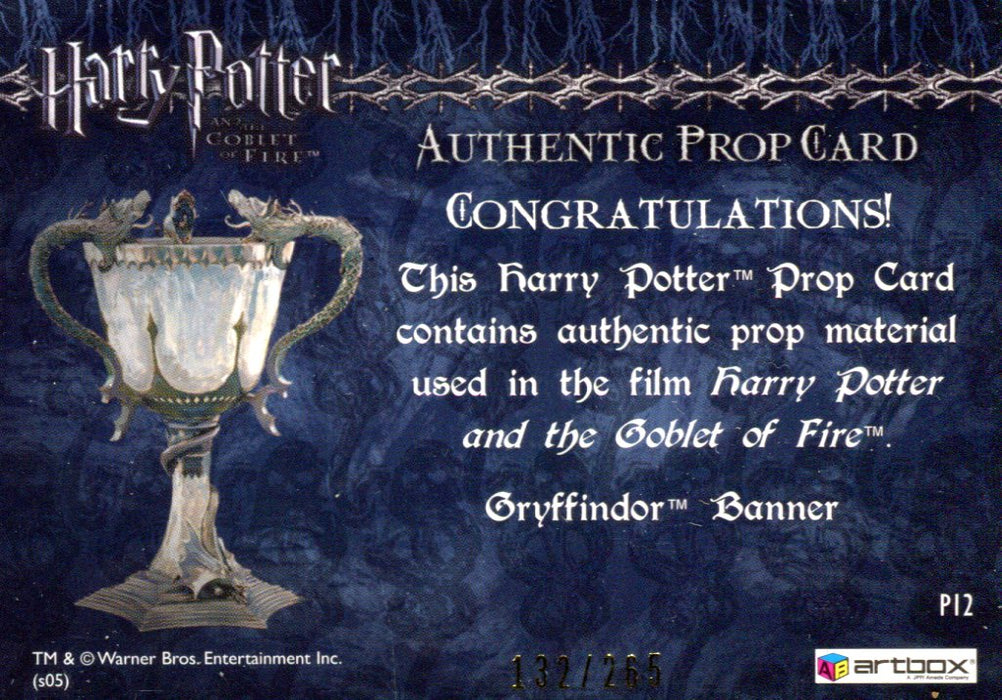 Harry Potter Goblet of Fire Gryffindor Banner Prop Card HP P12 #132/265   - TvMovieCards.com