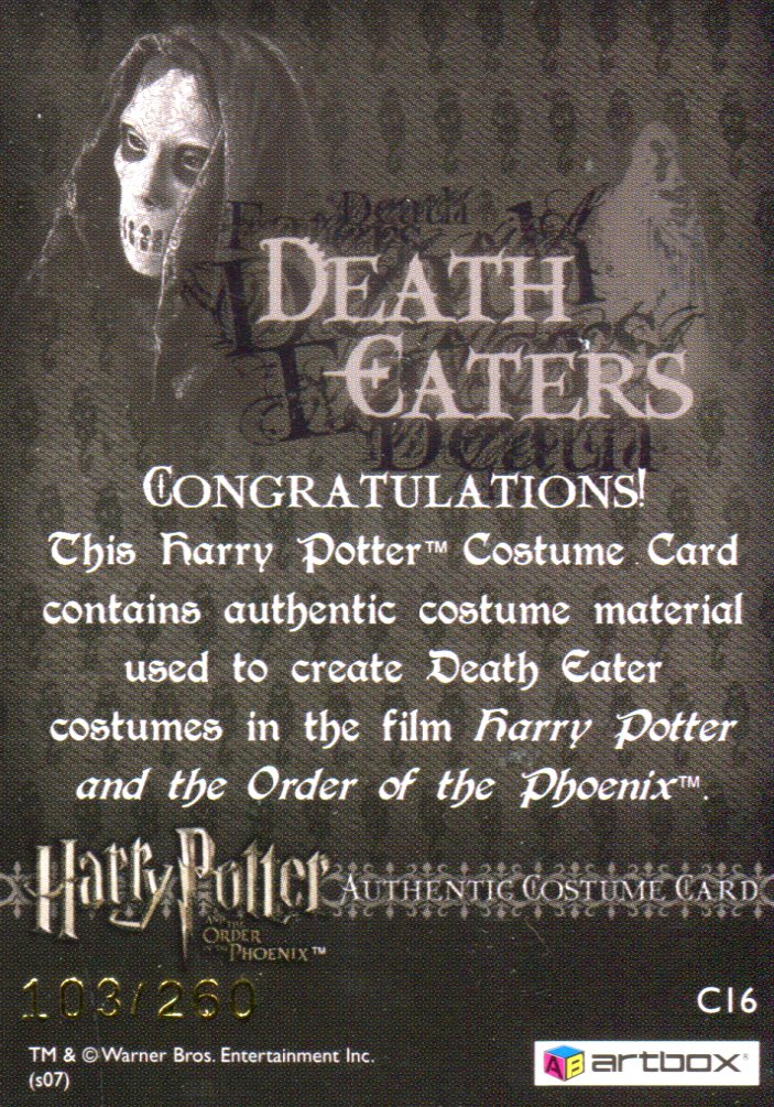 Harry Potter Order of Phoenix Death Eater Costume Card HP C16 #103/260   - TvMovieCards.com
