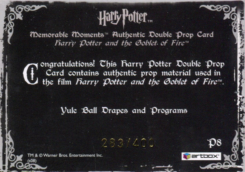 Harry Potter Memorable Moments 2 Yule Ball Double Prop Card HP P8 #283/400   - TvMovieCards.com