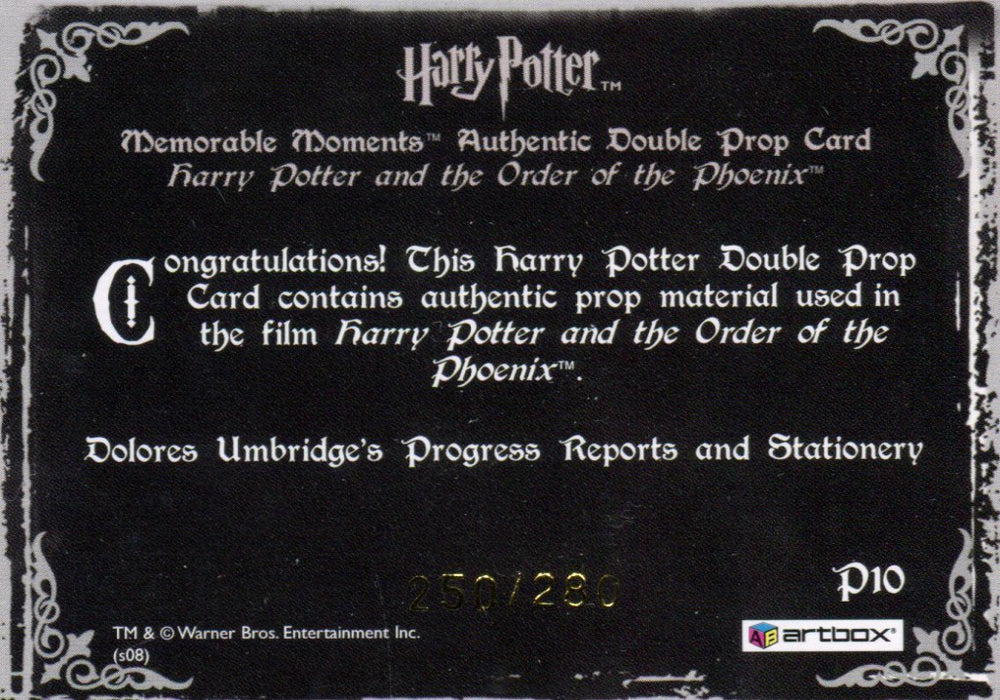 Harry Potter Memorable Moments 2 Double Prop Card HP P10 #250/280   - TvMovieCards.com