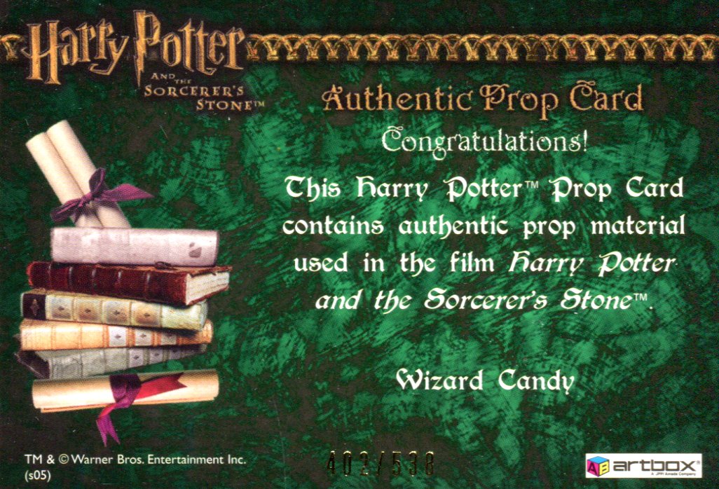 Harry Potter and the Sorcerer's Stone Wizard Candy Prop Card HP #402/538   - TvMovieCards.com