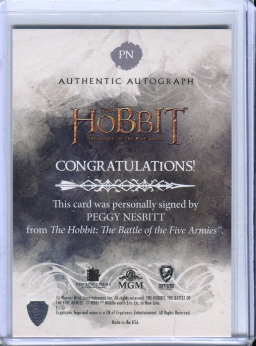 Hobbit Battle of the Five Armies Peggy Nesbitt as Tilda Autograph Card PN   - TvMovieCards.com