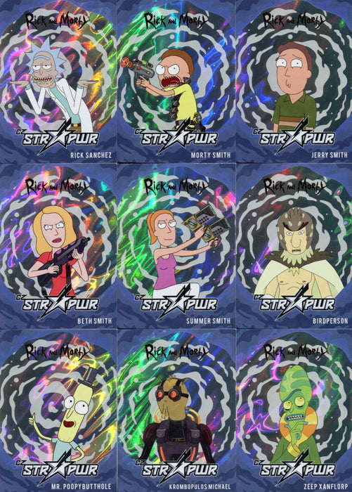 2019 Rick and Morty Season 2 CZ STR PWR Blue Parallel Chase Card Set SP1 - SP9   - TvMovieCards.com
