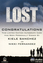 Lost Seasons 1-5 Kiele Sanchez as Nikki Fernandez Autograph Card   - TvMovieCards.com