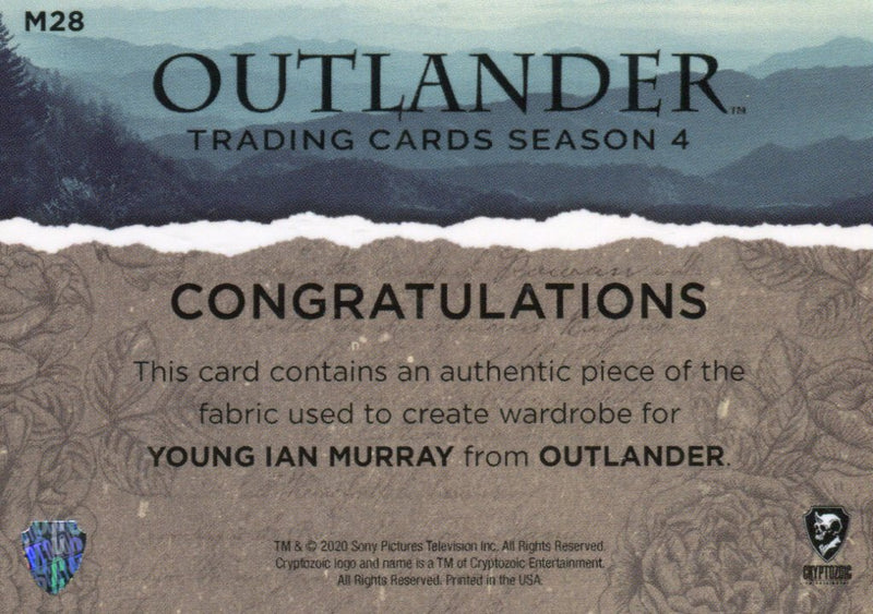 Outlander Season 4 Young Ian Murray Wardrobe Costume Card M28 #192/200   - TvMovieCards.com