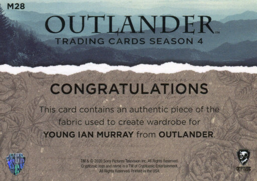 Outlander Season 4 Young Ian Murray Wardrobe Costume Card M28 #192/200   - TvMovieCards.com