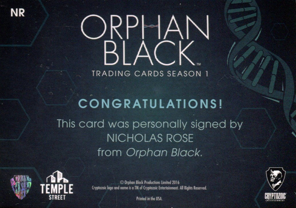 Orphan Black Season 1 Nicholas Rose as Colin Autograph Card NR   - TvMovieCards.com