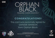 Orphan Black Season 1 Show Creator Graeme Manson Autograph Card GM   - TvMovieCards.com