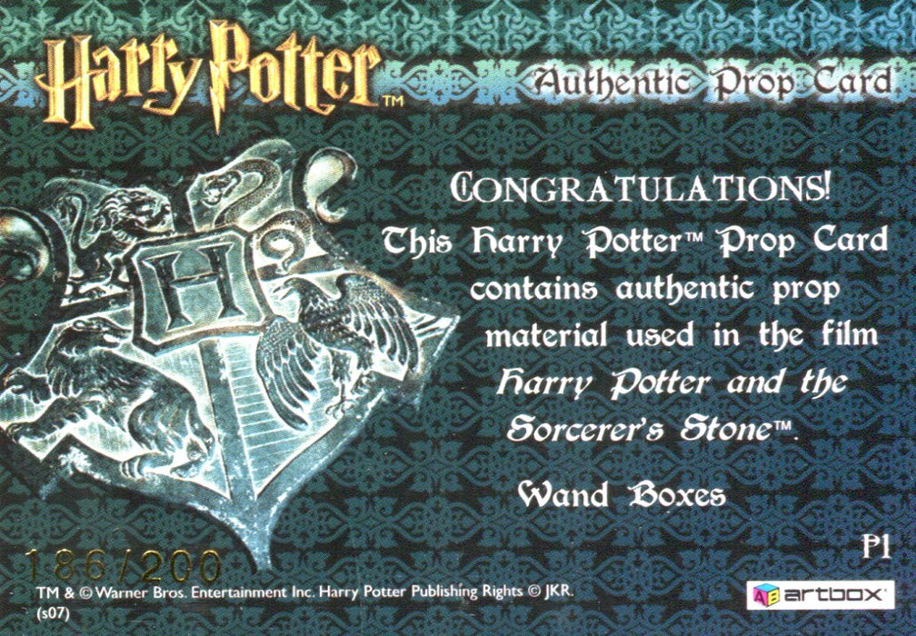 The World of Harry Potter 3D Wand Box Prop Card HP P1 #186/200   - TvMovieCards.com