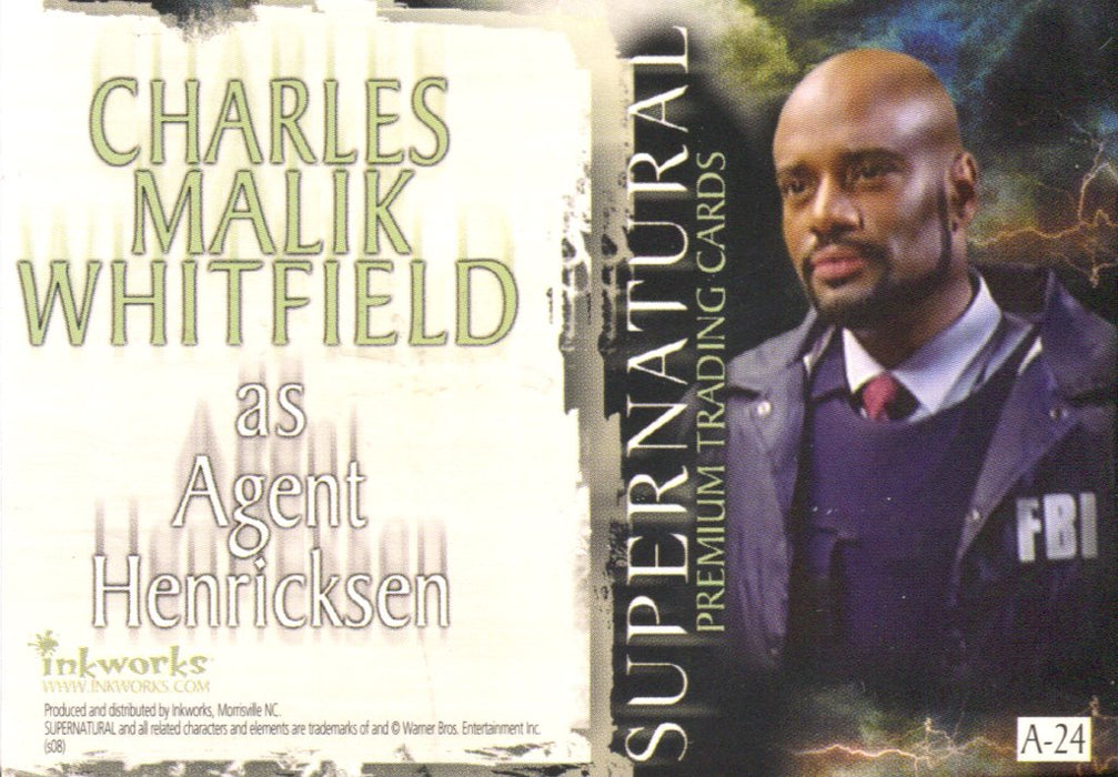 Supernatural Season 3 Charles Malik Whitfield Henricksen Autograph Card A-24   - TvMovieCards.com