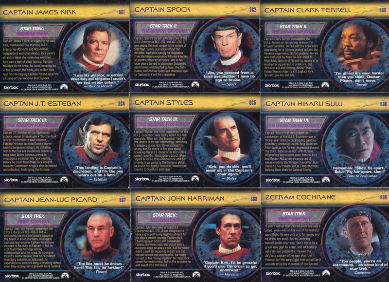 Star Trek Cinema 2000 Saluting The Captains Chase Card Set SC1 thru SC9 Skybox - TvMovieCards.com
