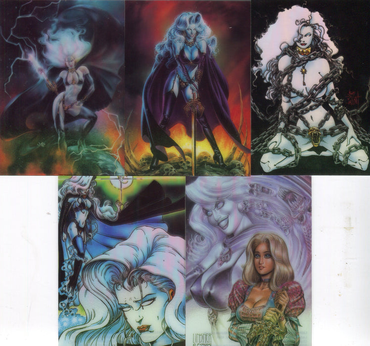 Lady Death All Chromium Series 2 ClearChrome Chase Card Set 5 Cards Krome 1995   - TvMovieCards.com