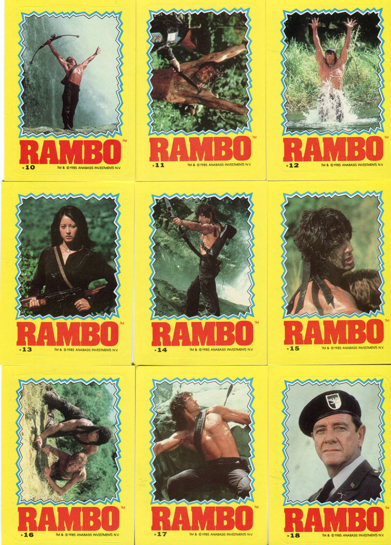 Rambo First Blood Part II Vintage Sticker Card Set 22 Sticker Cards Topps 1985   - TvMovieCards.com