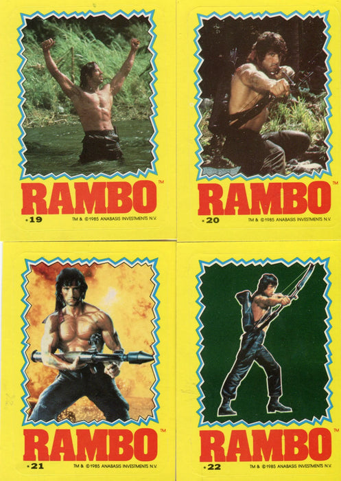 Rambo First Blood Part II Vintage Sticker Card Set 22 Sticker Cards Topps 1985   - TvMovieCards.com