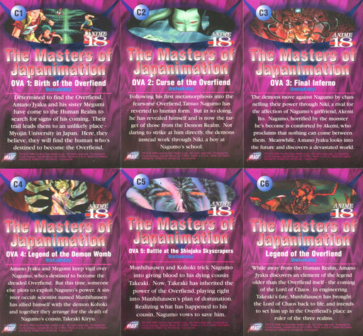 Masters of Japanimation Overfiend Chromium Chase Card Set 6 Cards C1 thru C6   - TvMovieCards.com