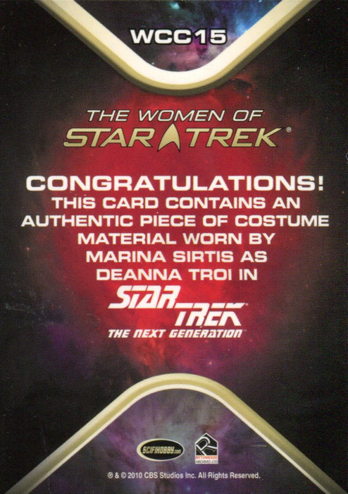 The Women of Star Trek WCC15 Marina Sirtis as Deanna Troi Costume Card   - TvMovieCards.com