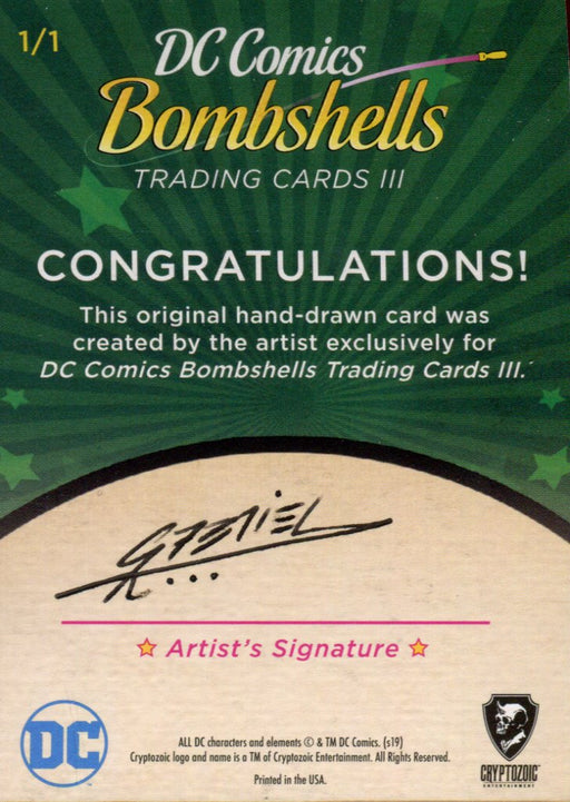 2019 DC Comics Bombshells III Artist Ulisses Gabriel Sketch Card Cryptozoic   - TvMovieCards.com