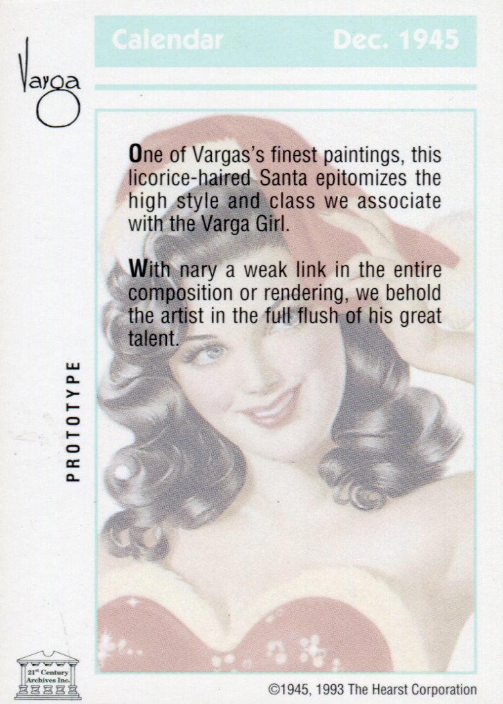 Pin-Ups Vargas Pin-Up Girls Series 2 Prototype Promo Card 1993   - TvMovieCards.com