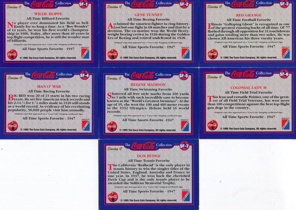 Coca Cola Coke Series 4 All Time Sports Favorites Chase Card Set SF-1 thru SF-7   - TvMovieCards.com