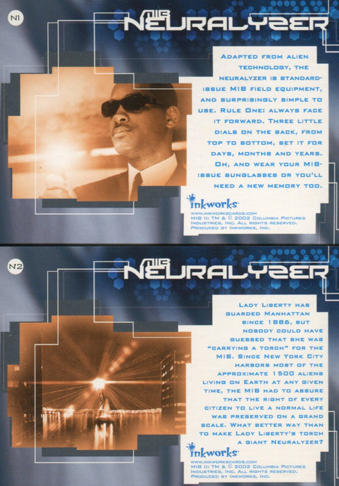 Men In Black II Movie Neuralizer Foil Chase Card Set N1 and N2 Inkworks 2002   - TvMovieCards.com