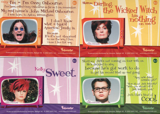 Osbournes Box Loader Chase Card Set BL-1 thru BL-4 Inkworks 2002   - TvMovieCards.com