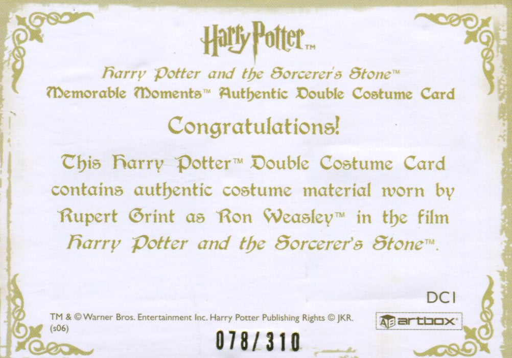 Harry Potter Memorable Moments Ron Weasley Double Costume Card HP DC1 #078/310   - TvMovieCards.com