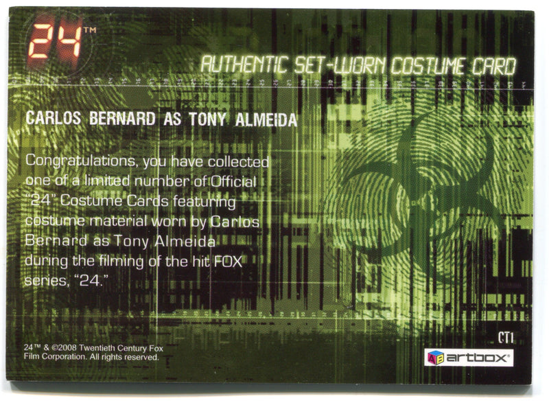 24 Twenty Four Season 5 Carlos Bernard/Tony Almeida Costume Card CT1   - TvMovieCards.com