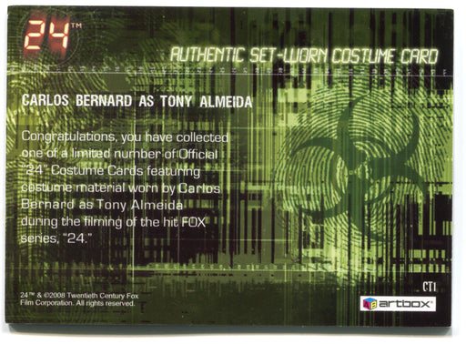 24 Twenty Four Season 5 Carlos Bernard/Tony Almeida Costume Card CT1   - TvMovieCards.com