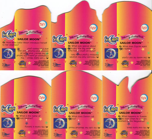 Sailor Moon 1 Die Cut Chase Card Set 6 Cards DC1 thru DC6 Dart Flipcards 1997   - TvMovieCards.com