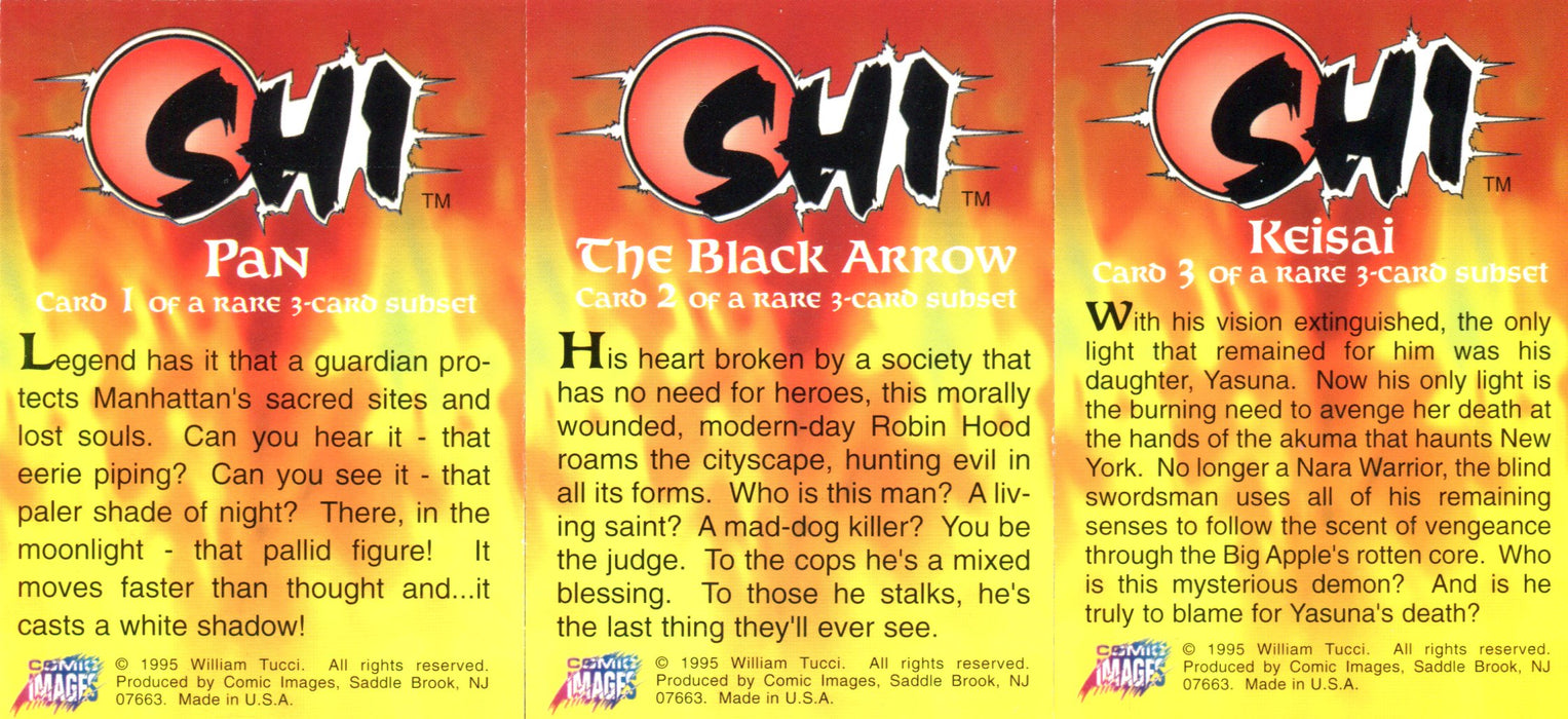 Shi All-Chromium New Crusade Chase Card Set 3 Cards Comic Images 1995   - TvMovieCards.com