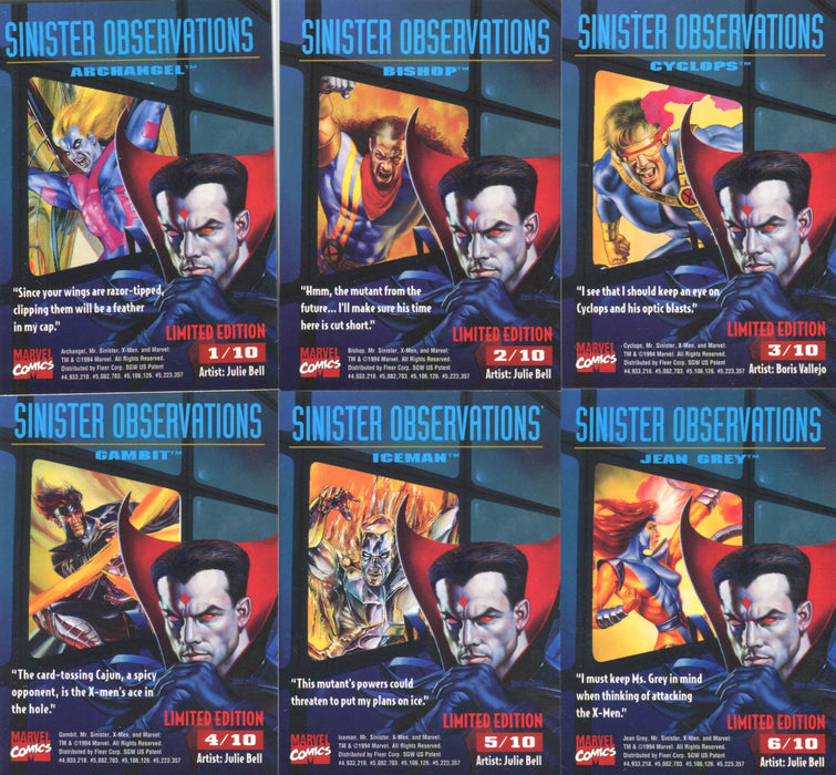 Marvel X-Men 1995 Fleer Ultra Sinister Observations Chromium Chase Card Set   - TvMovieCards.com